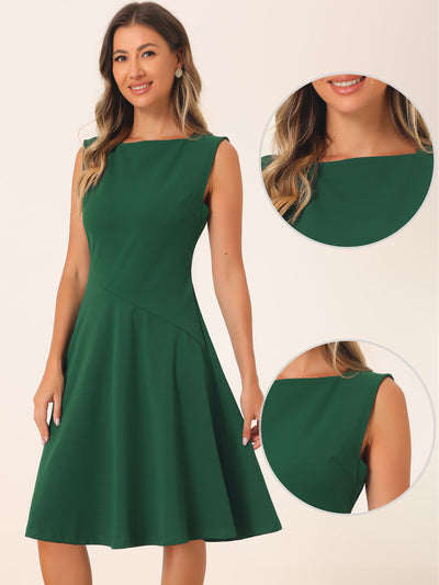 Square Neck Elegant Teacher Office Sleeveless Sheath Dress