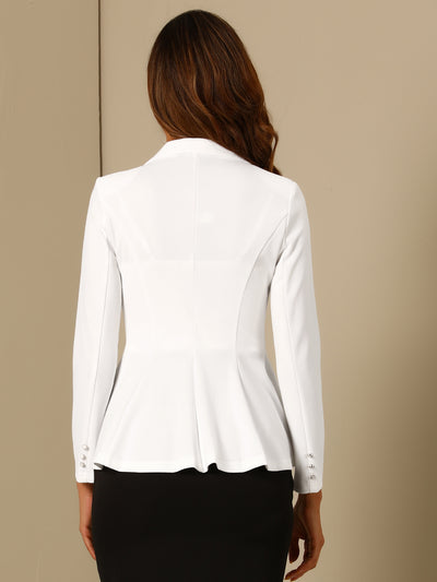 Dressy Single Button Business Casual Work Peplum Blazer