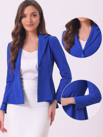 Dressy Single Button Business Casual Work Peplum Blazer