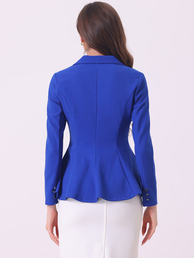 Dressy Single Button Business Casual Work Peplum Blazer