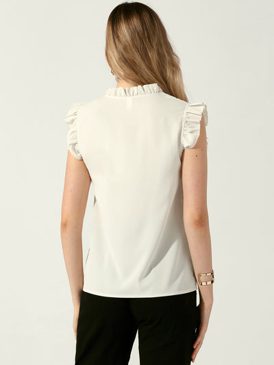 Ruffle Sleeveless Round Neck Dressy Casual Blouse