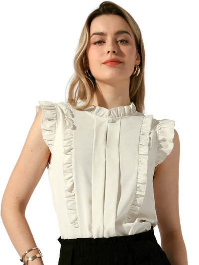 Ruffle Sleeveless Round Neck Dressy Casual Blouse