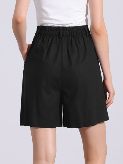 Linen Summer Casual Elastic High Waist Shorts