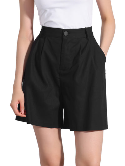 Linen Summer Casual Elastic High Waist Shorts