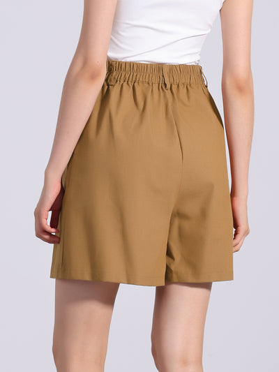 Linen Summer Casual Elastic High Waist Shorts