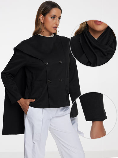 Double Breasted Scarf Long Sleeve Cropped Jacket