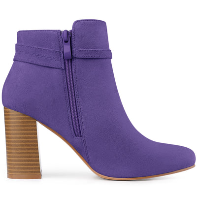 Round Toe Buckle Chunky Heel Ankle Boots