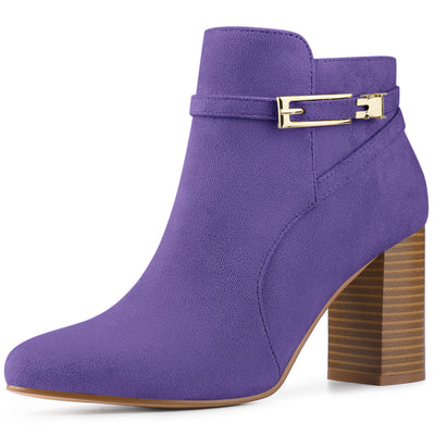 Round Toe Buckle Chunky Heel Ankle Boots