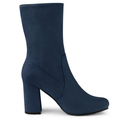 Rounded Toe Block Heel Foldable Ankle Boots