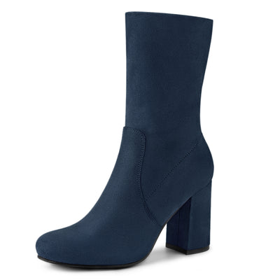 Rounded Toe Block Heel Foldable Ankle Boots