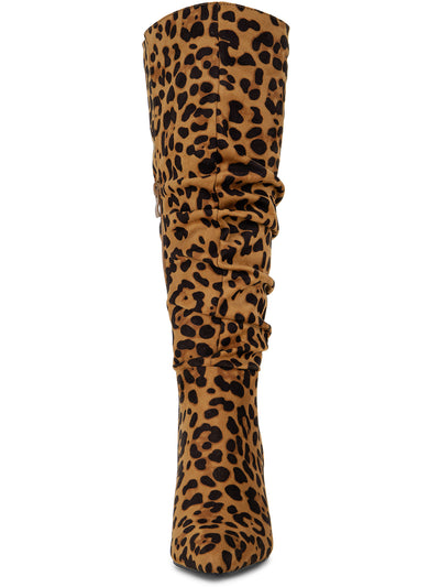 Allegra K Slouchy Pointed Toe Chunky Heel Knee High Boots