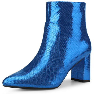 Snake Skin Halloween Costumes Chunky High Heel Ankle Boots