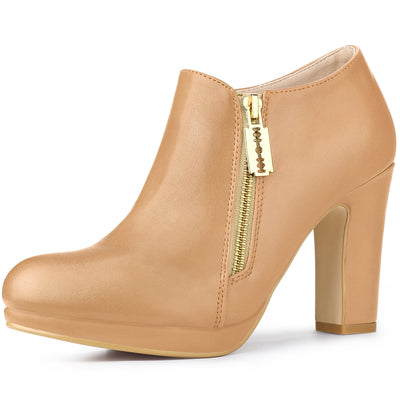 Platform Round Toe Chunky Heel Ankle Boot