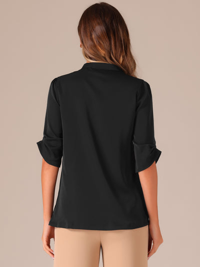 Dressy Casual 3/4 Sleeve Tops V Neck Shirt Work Blouses