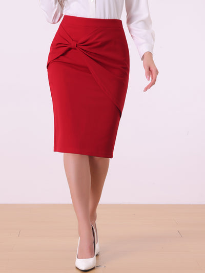 Work Pencil Ruched High Waist Bodycon Midi Skirt