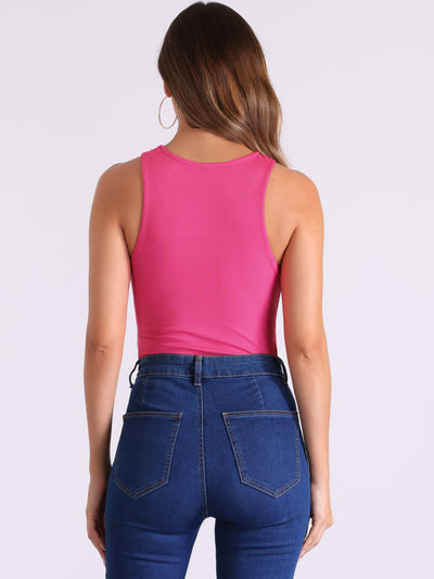 Sleeveless Sexy Bodysuit Asymmetrical Halter Neck Tank Top