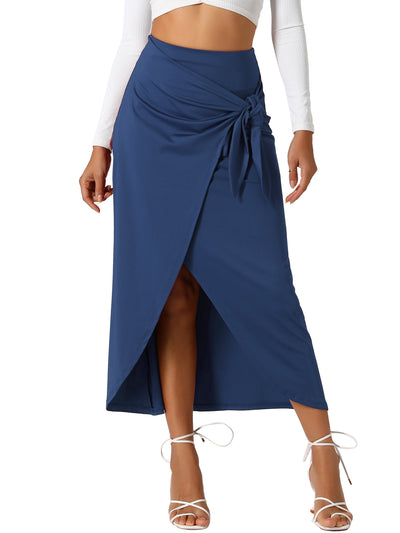 High Waisted Summer Beach Slit Maxi Wrap Long Skirt