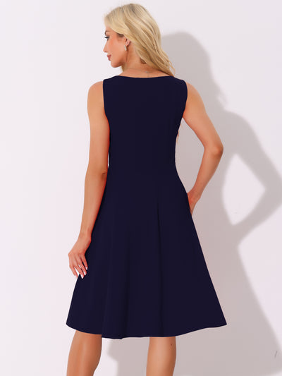 Sweetheart Neck Sleeveless A-Line Midi Swing Dress