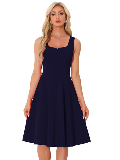 Sweetheart Neck Sleeveless A-Line Midi Swing Dress