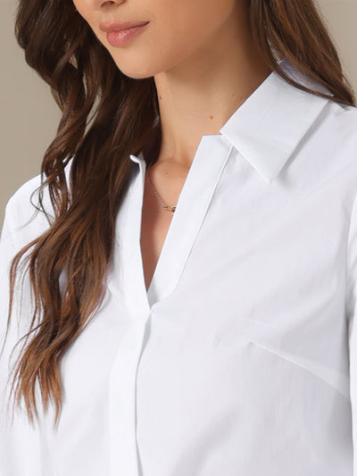 Collared Business Office Long Sleeves Bodysuit Work Shirt