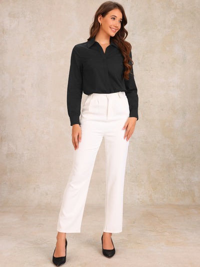 Collared Business Office Long Sleeves Bodysuit Work Shirt