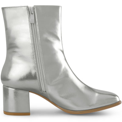 Women's Square Toe Chunky Heel Side Zip Ankle Boots