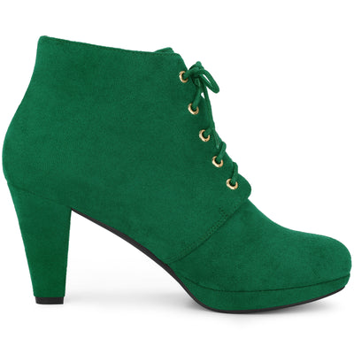 Women's Lace Up Platform Chunky Heels Ankle Booties