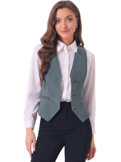 Retro Velvet Waistcoat V Neck Sleeveless Racerback Steampunk Vest