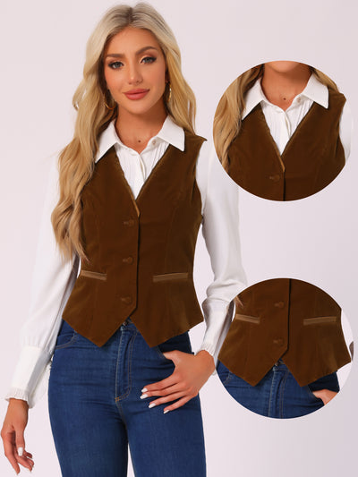 Retro Velvet Waistcoat V Neck Sleeveless Racerback Steampunk Vest