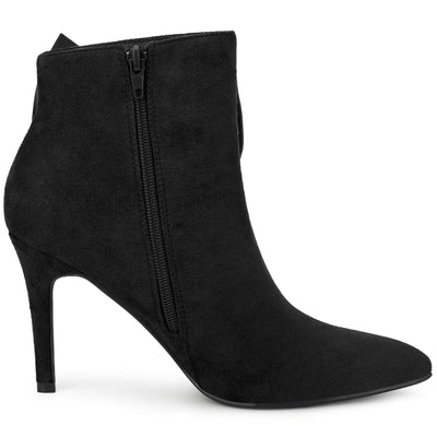 Women's Pointy Toe Bow Stiletto Heels Ankle Boots