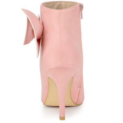 Women's Pointy Toe Bow Stiletto Heels Ankle Boots