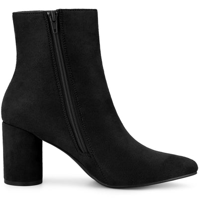 Women's Pointed Toe Side Zip Block Heel Ankle Boots