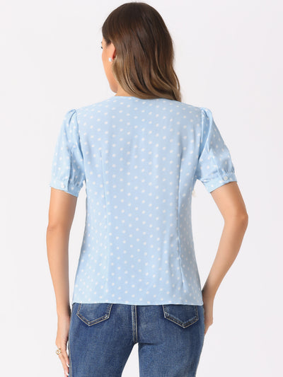 Polka Dot Peter Pan Collar Rockabilly Puff Short Sleeve Shirt