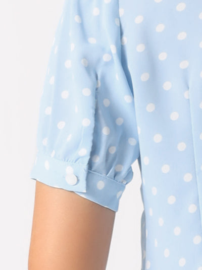 Polka Dot Peter Pan Collar Rockabilly Puff Short Sleeve Shirt