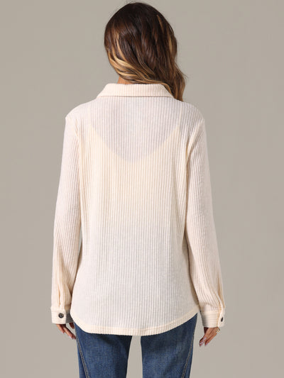 Knitted Textured Long Sleeves Button Down Shirts