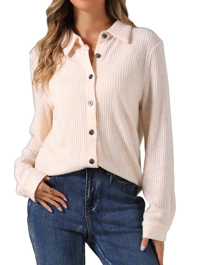 Knitted Textured Long Sleeves Button Down Shirts