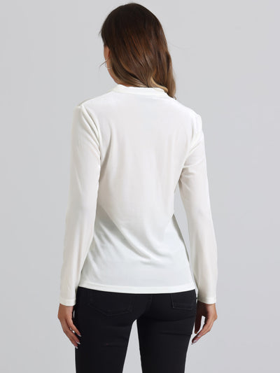 Casual Velvet Top Office Soft Long Sleeve V Neck T-Shirt