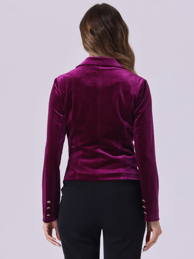 Single Button Velvet Lapel Business Crop Blazer Jacket