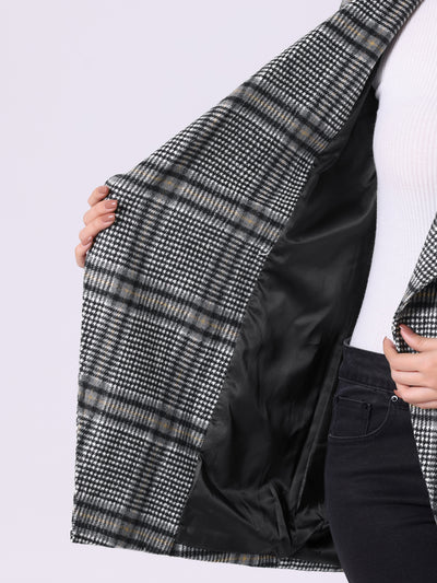 Belted Wrap Outerwear Shawl Collar Asymmetric Hem Plaid Coat