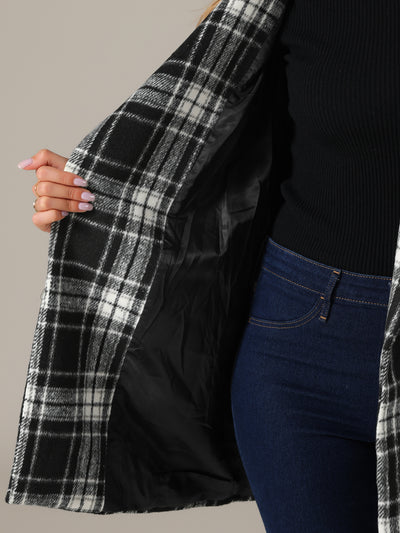 Shawl Collar Check Belted Wrap Plaid Coat with Pockets