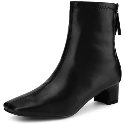 Allegra K Women's Square Toe Block Heels Ankle Boots