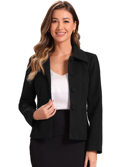 Collar Single Breasted Button Down Cropped Pea Coat