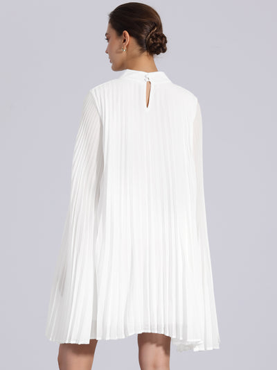 Loose Flowy Cloak Sleeve Cape Pleated Chiffon Mini Dress