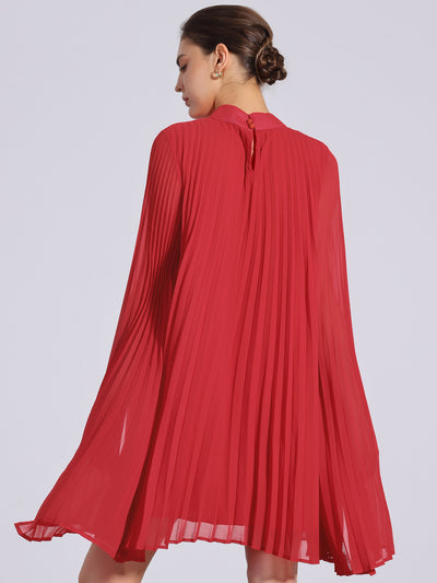 Loose Flowy Cloak Sleeve Cape Pleated Chiffon Mini Dress