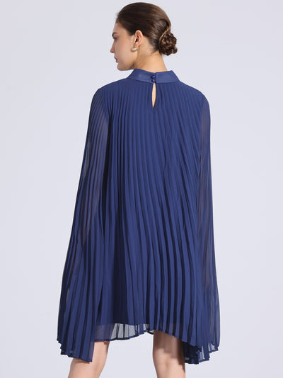 Loose Flowy Cloak Sleeve Cape Pleated Chiffon Mini Dress