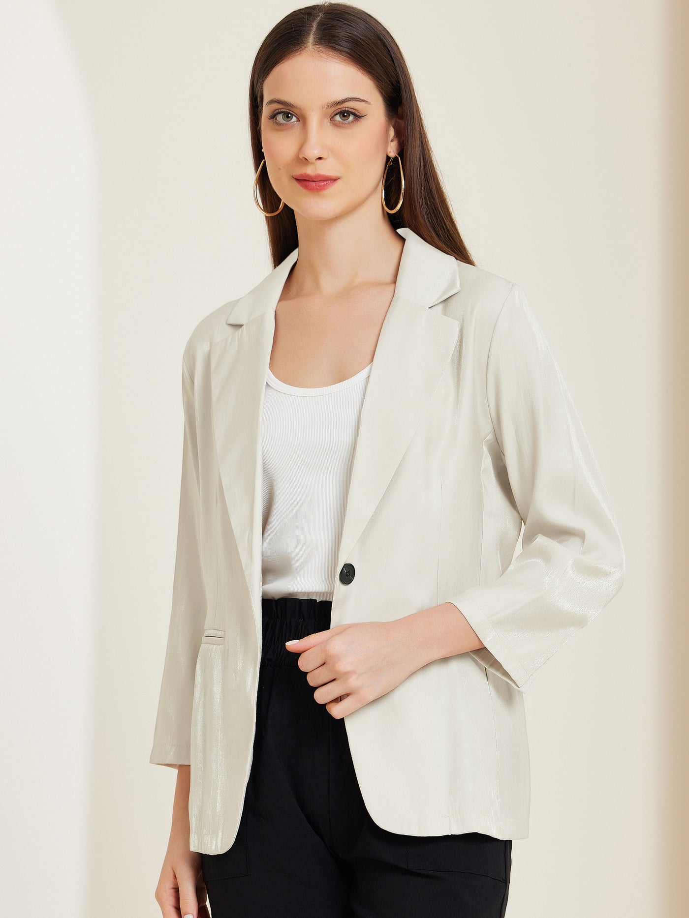 Allegra K Open Front Lapel Button Casual Work Office Blazer