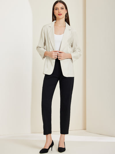 Open Front Lapel Button Casual Work Office Blazer