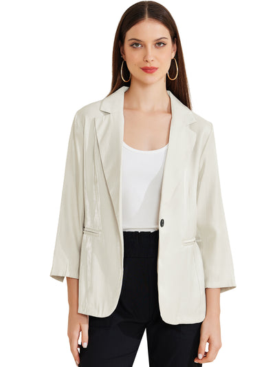 Open Front Lapel Button Casual Work Office Blazer