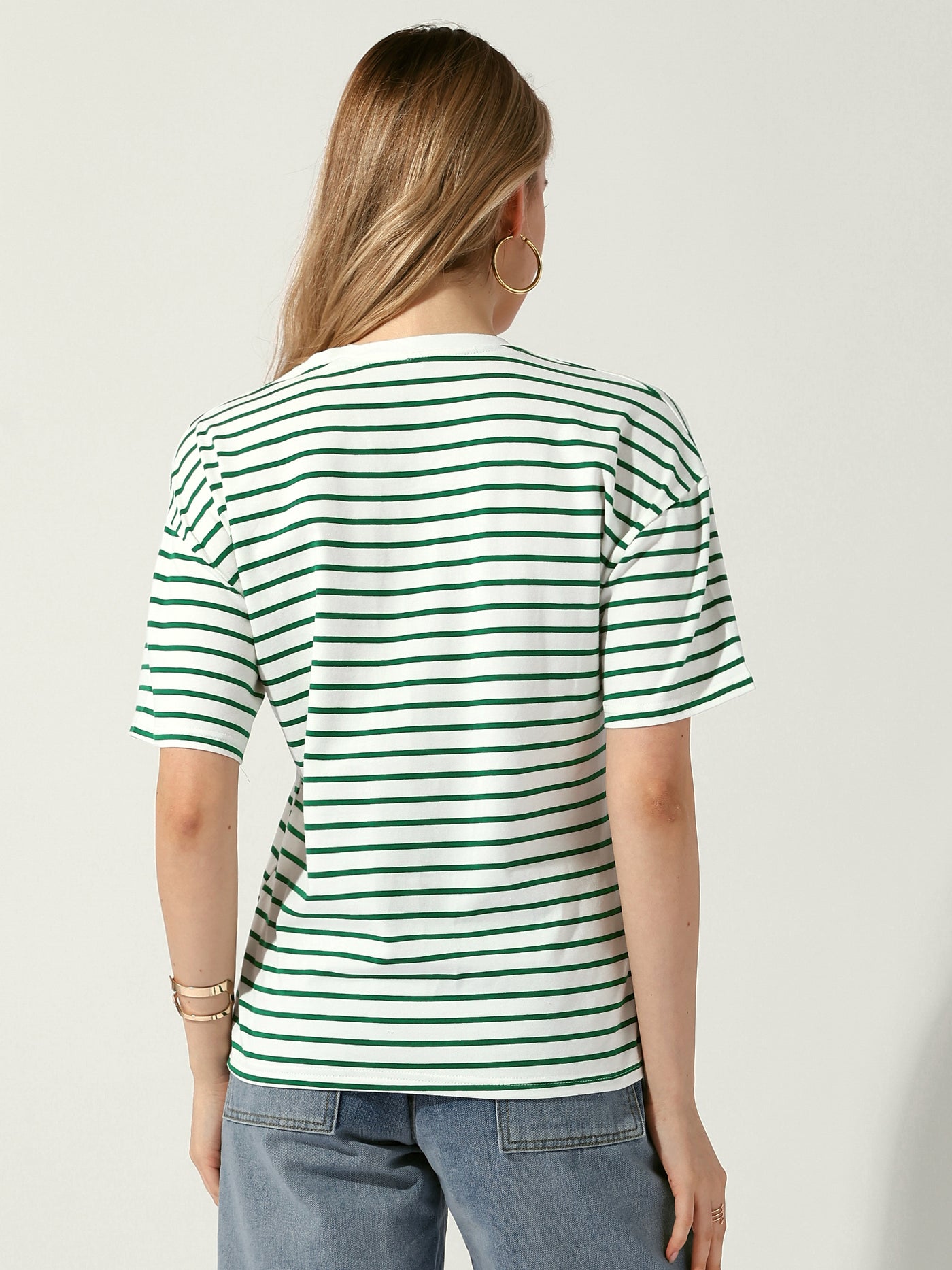 Allegra K Striped Short Sleeve Crew Neck Casual T-Shirts