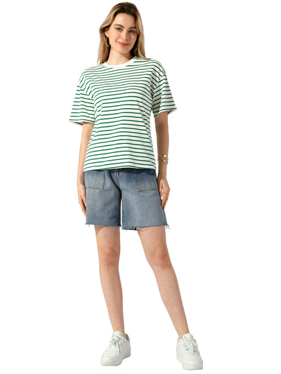 Striped Short Sleeve Crew Neck Casual T-Shirts